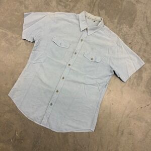 Y2K Mens Unbranded Micro Striped Short Sleeve Button Up Casual Shirt Large